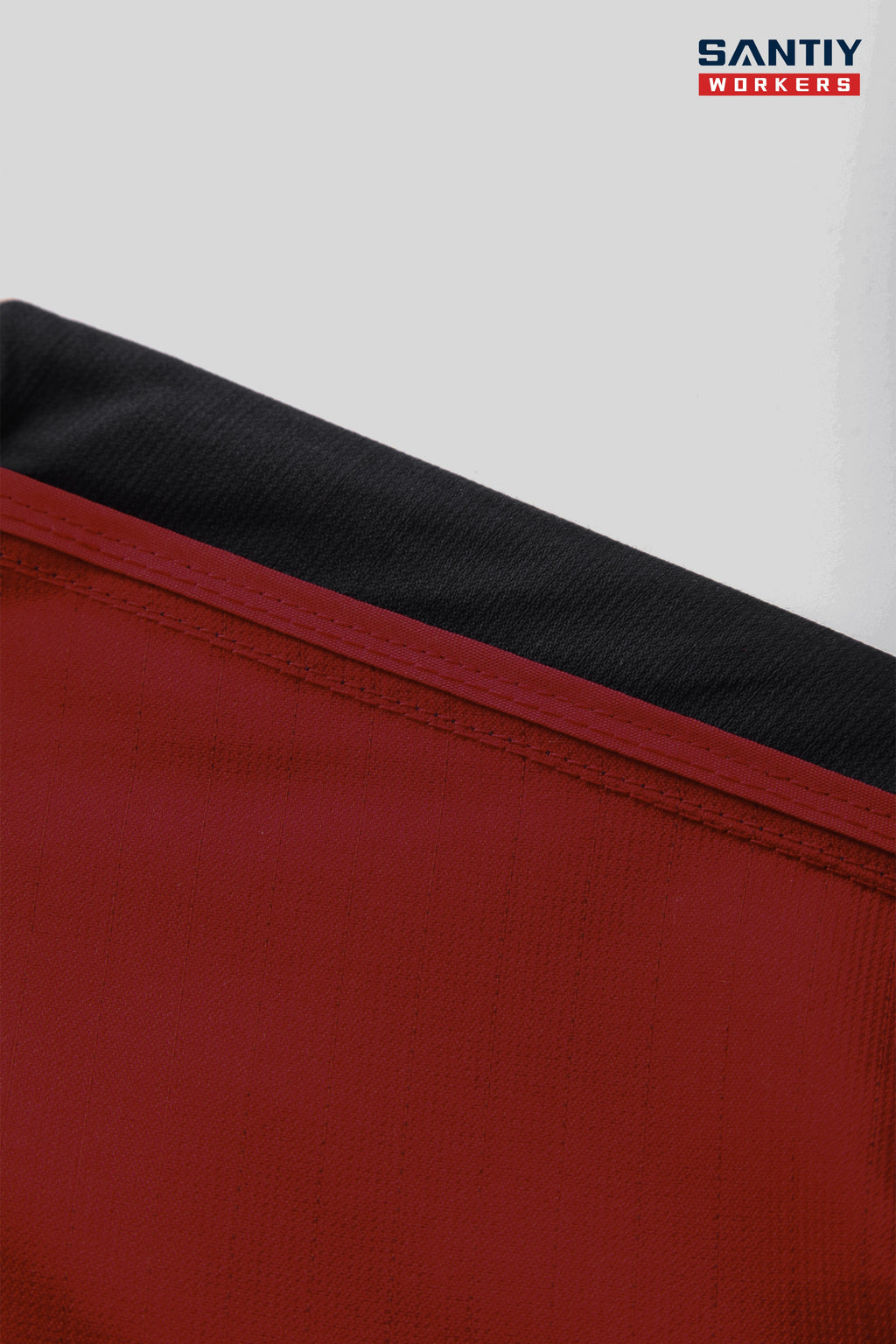 Red and Black Contrast Stand Collar Short-sleeved Work Shirt STS5004