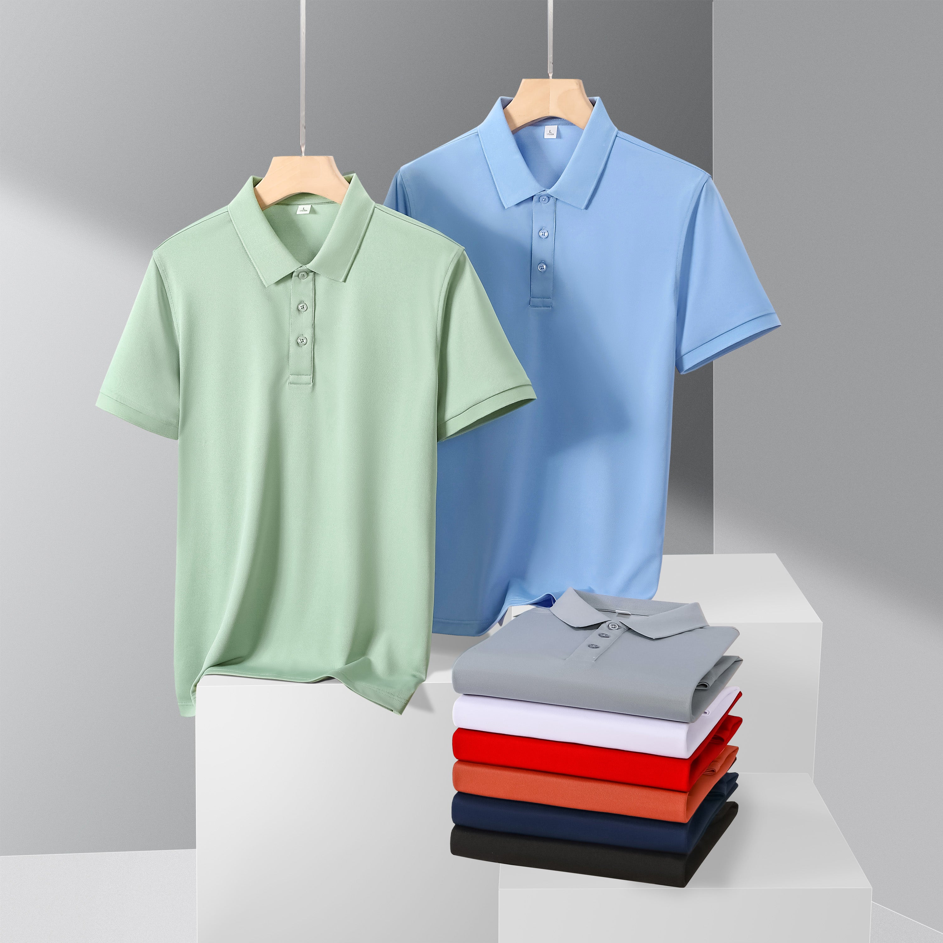 Henly Men's Polo Shirt with Solid Color & Never Deforms Memory Collar STSD501