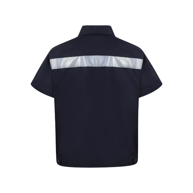 Red and Black Style B Contrast Stand Collar Short-sleeved Work Shirt STS5006