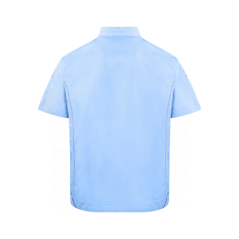 Light Blue sStand-up Ccollar Short-sleeved Work Shirt STS5003