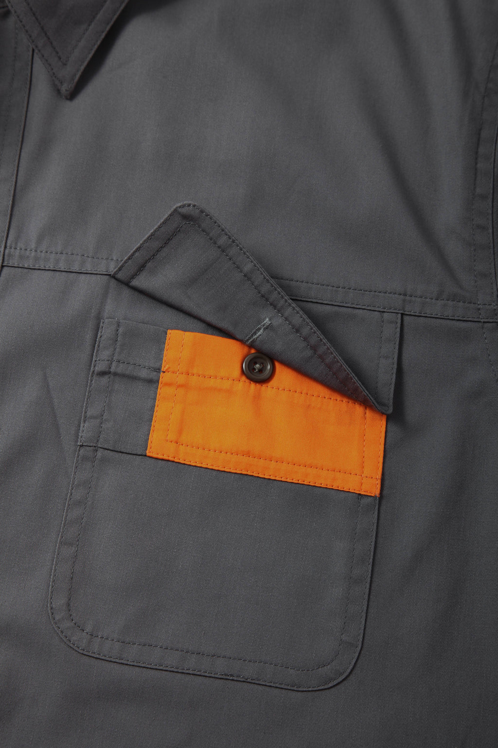 Grey Stand Collar Short Sleeve Work Shirt STS5009