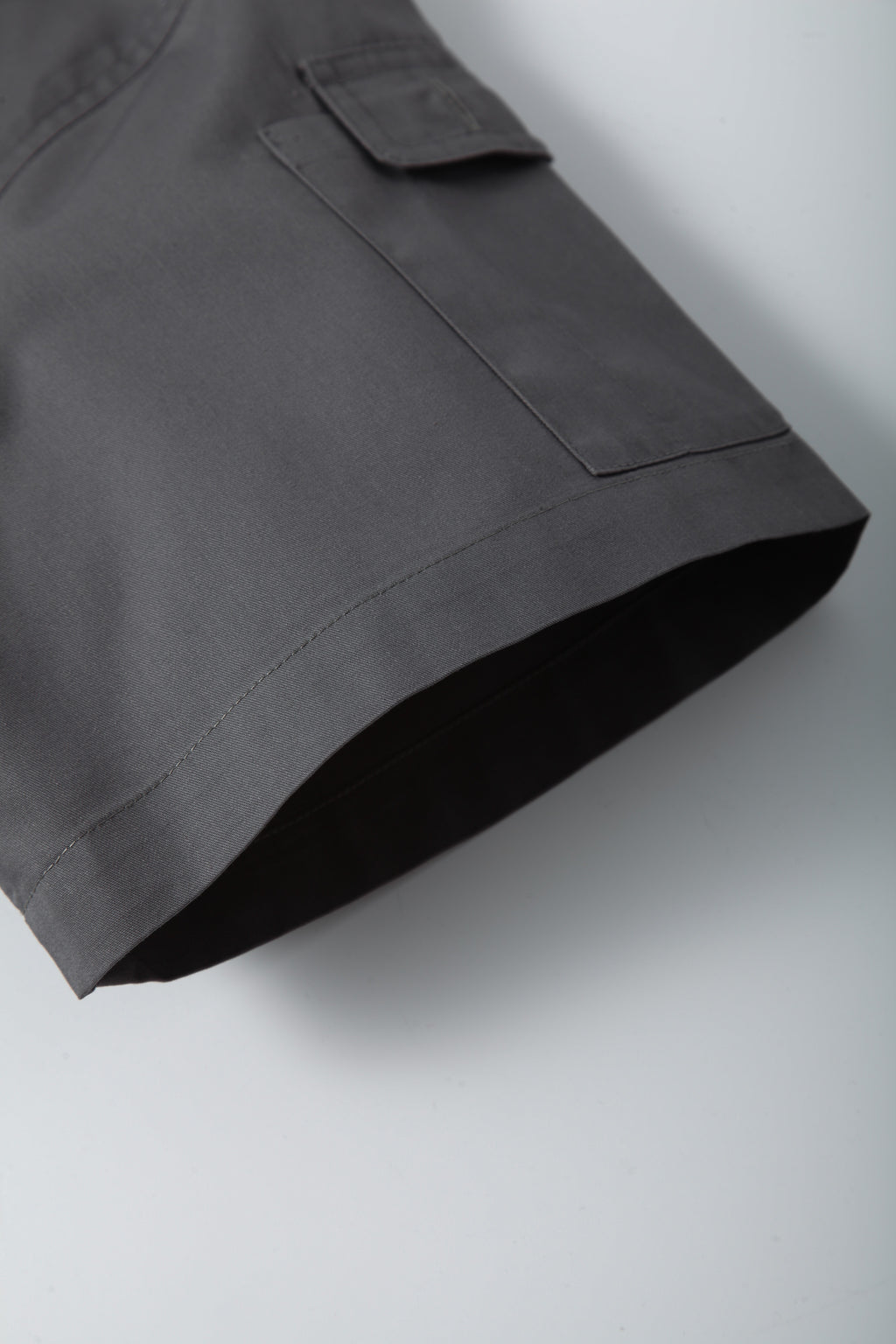 Grey Stand Collar Short Sleeve Work Shirt STS5009