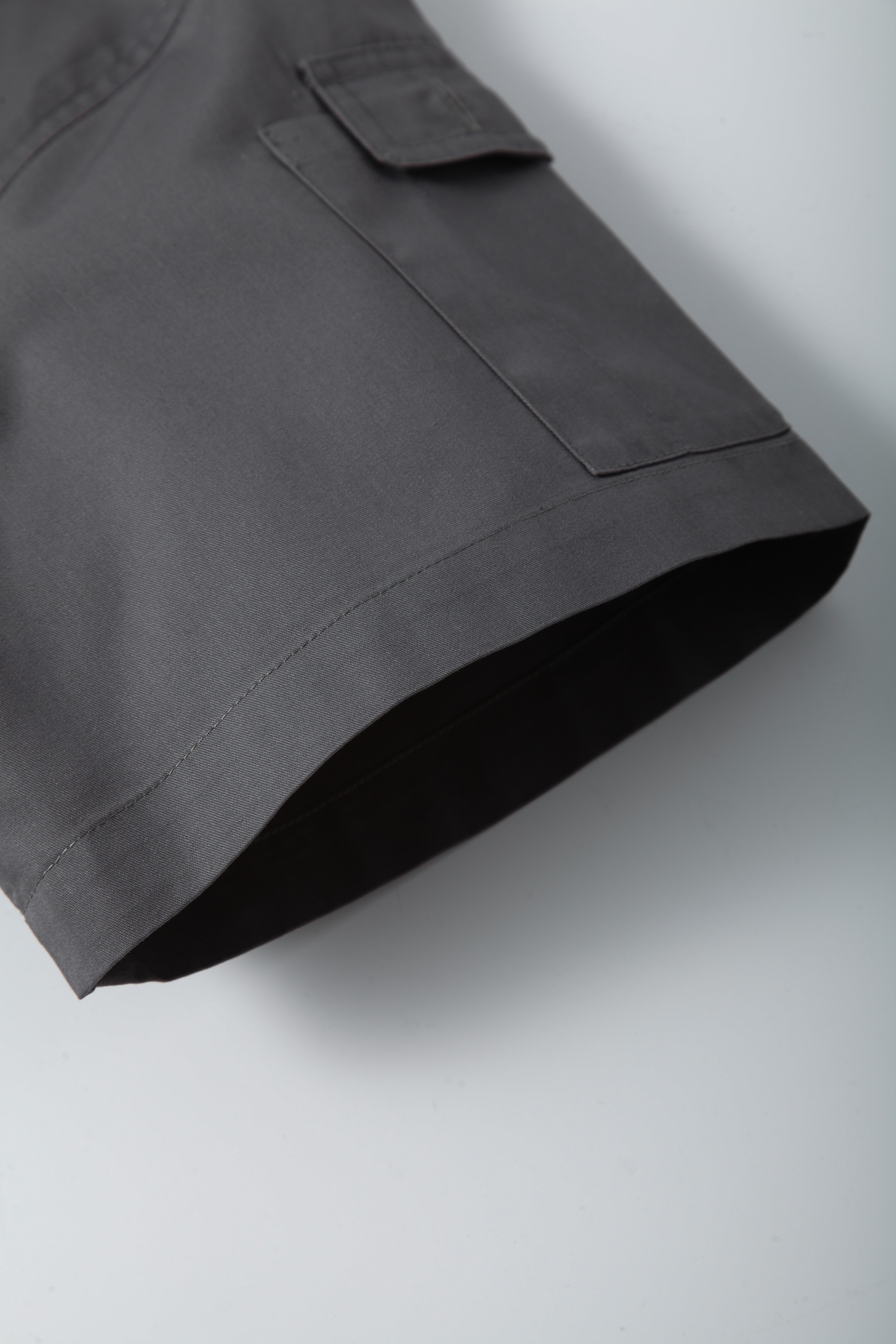 Grey Stand Collar Short Sleeve Work Shirt STS5009