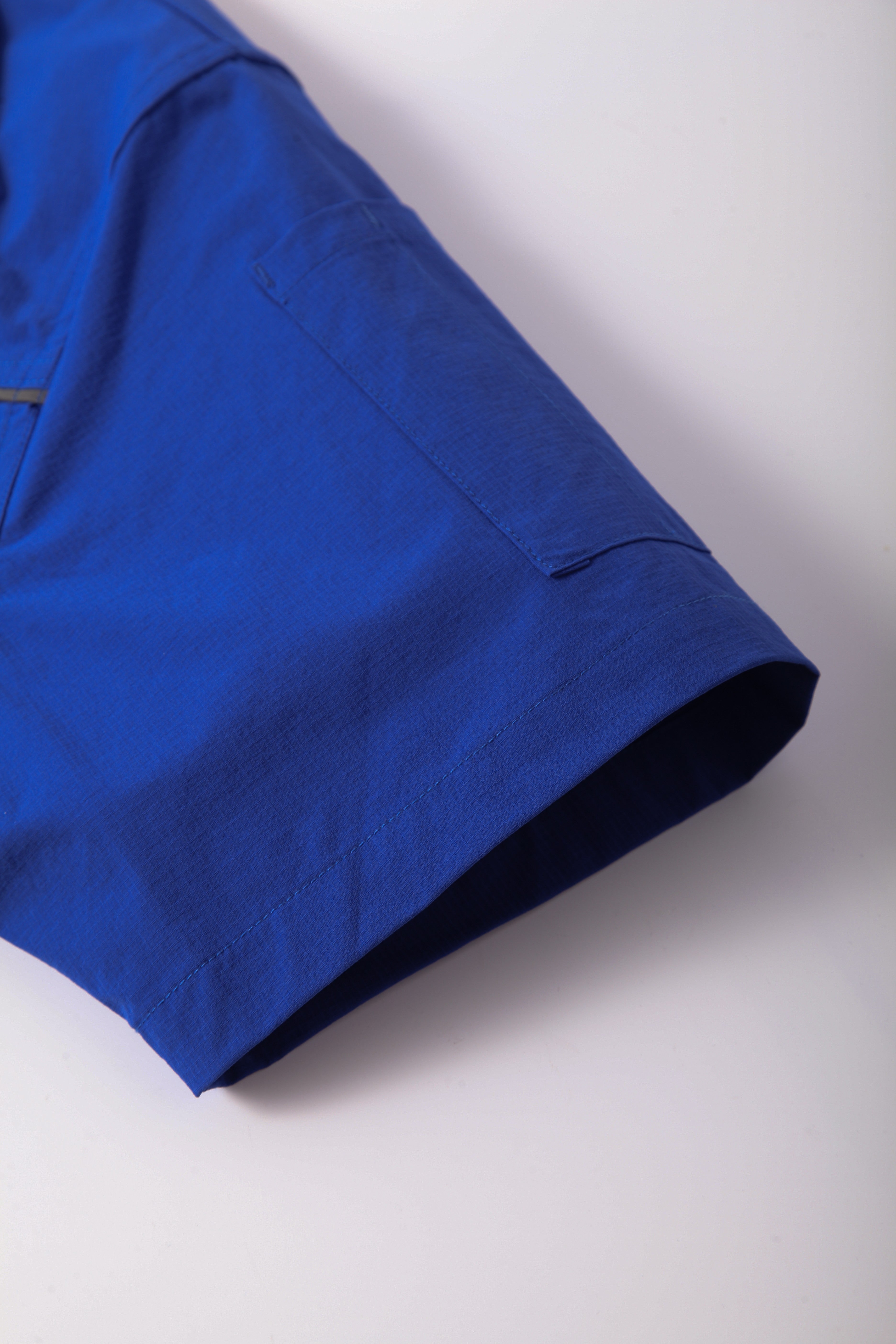 Navy Blue Stand Collar Short Sleeve Work Shirt STS5008