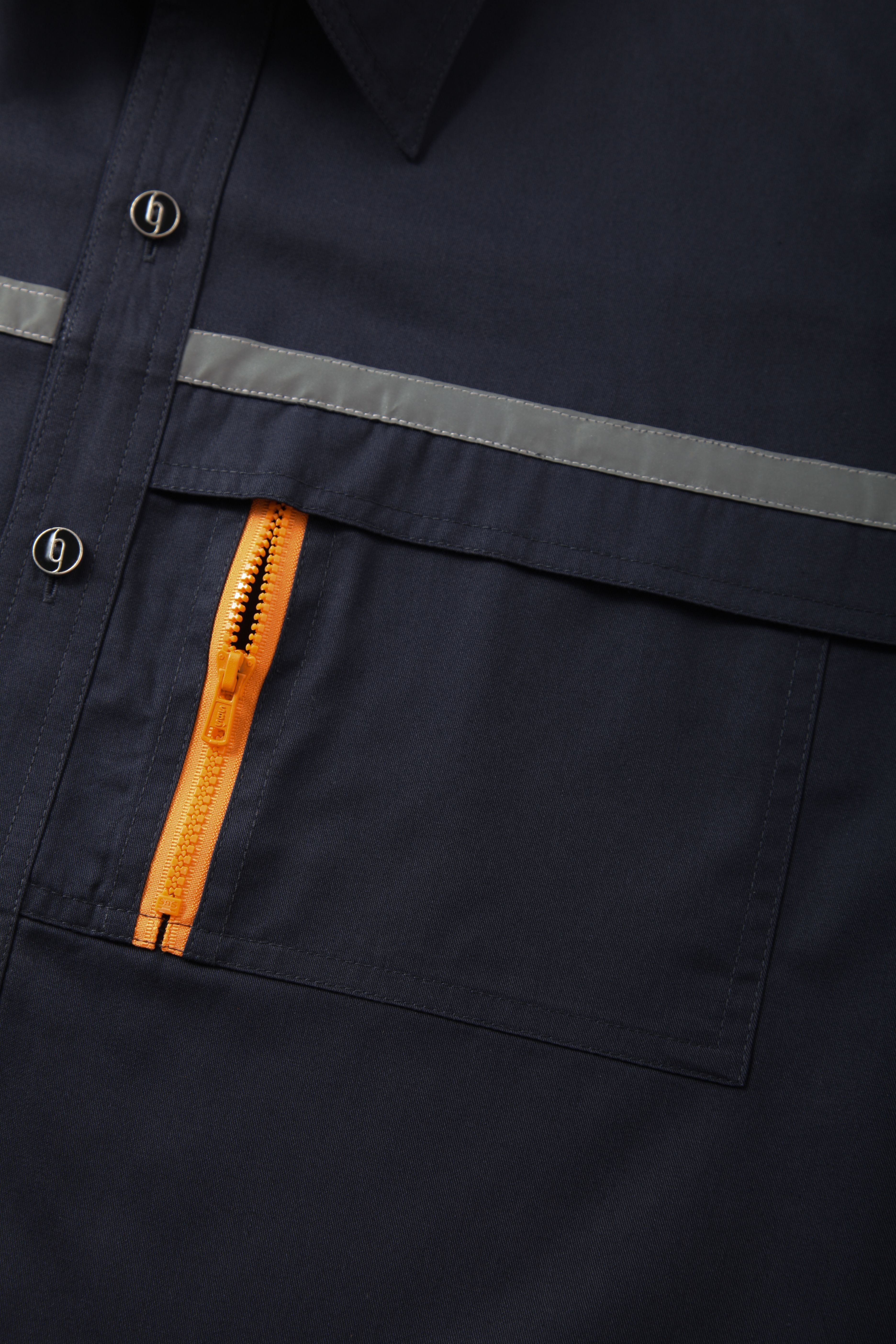 Black Reflective Stand Collar Short-sleeved Work Shirt STS5007