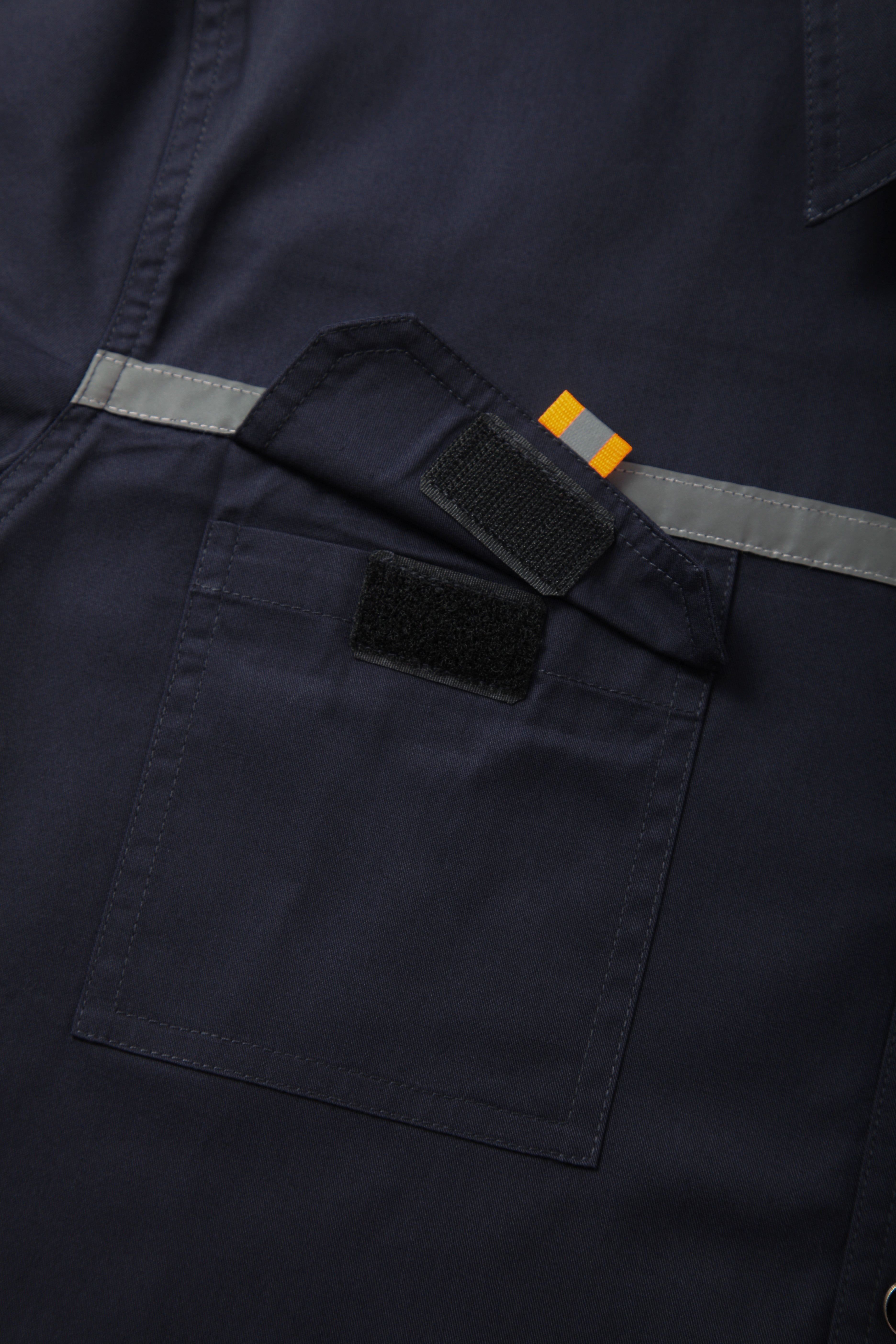 Black Reflective Stand Collar Short-sleeved Work Shirt STS5007