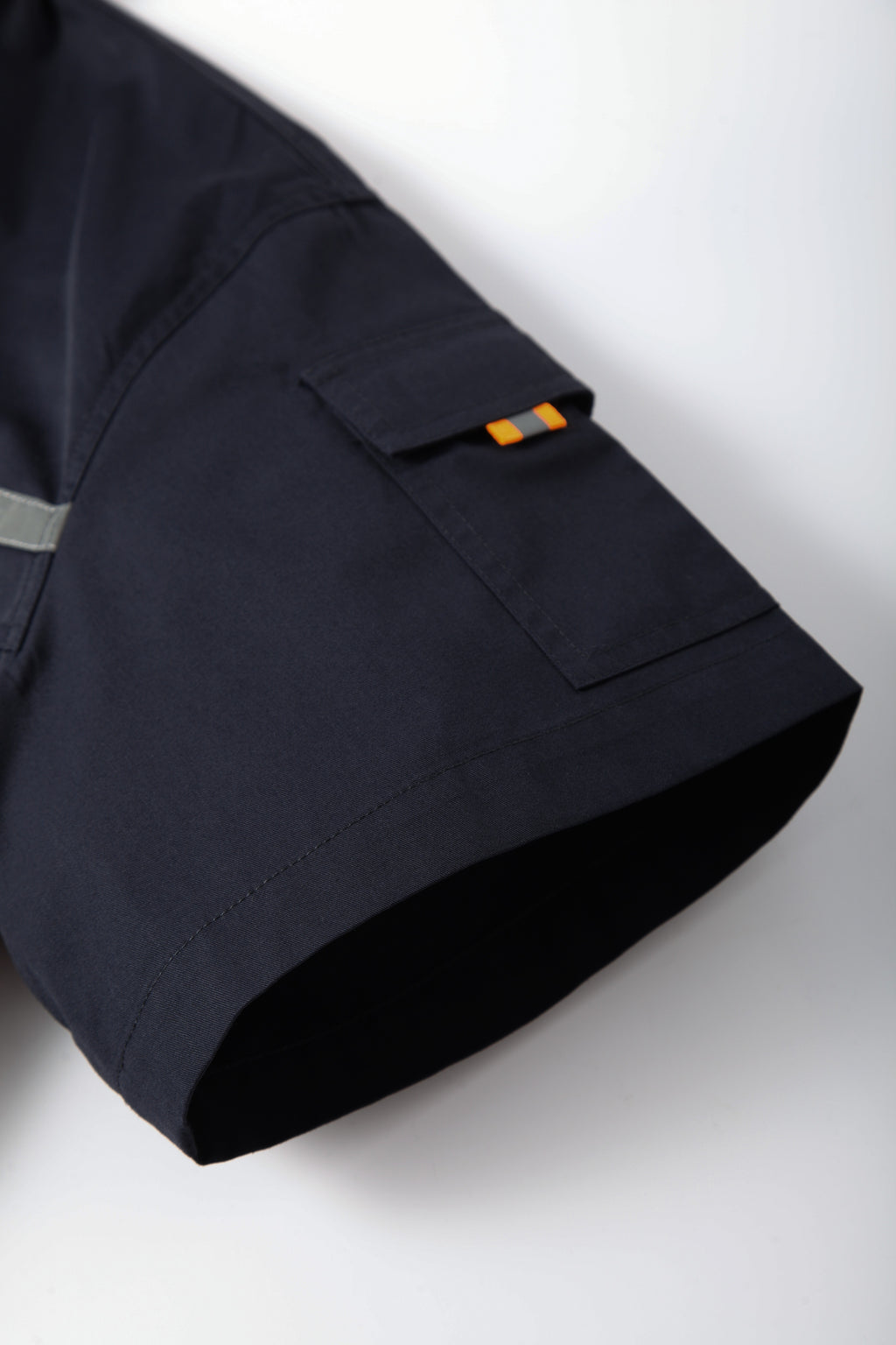 Black Reflective Stand Collar Short-sleeved Work Shirt STS5007