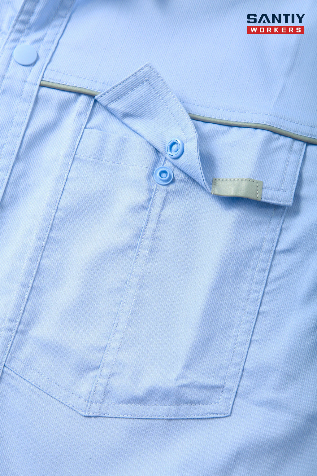 Light Blue sStand-up Ccollar Short-sleeved Work Shirt STS5003