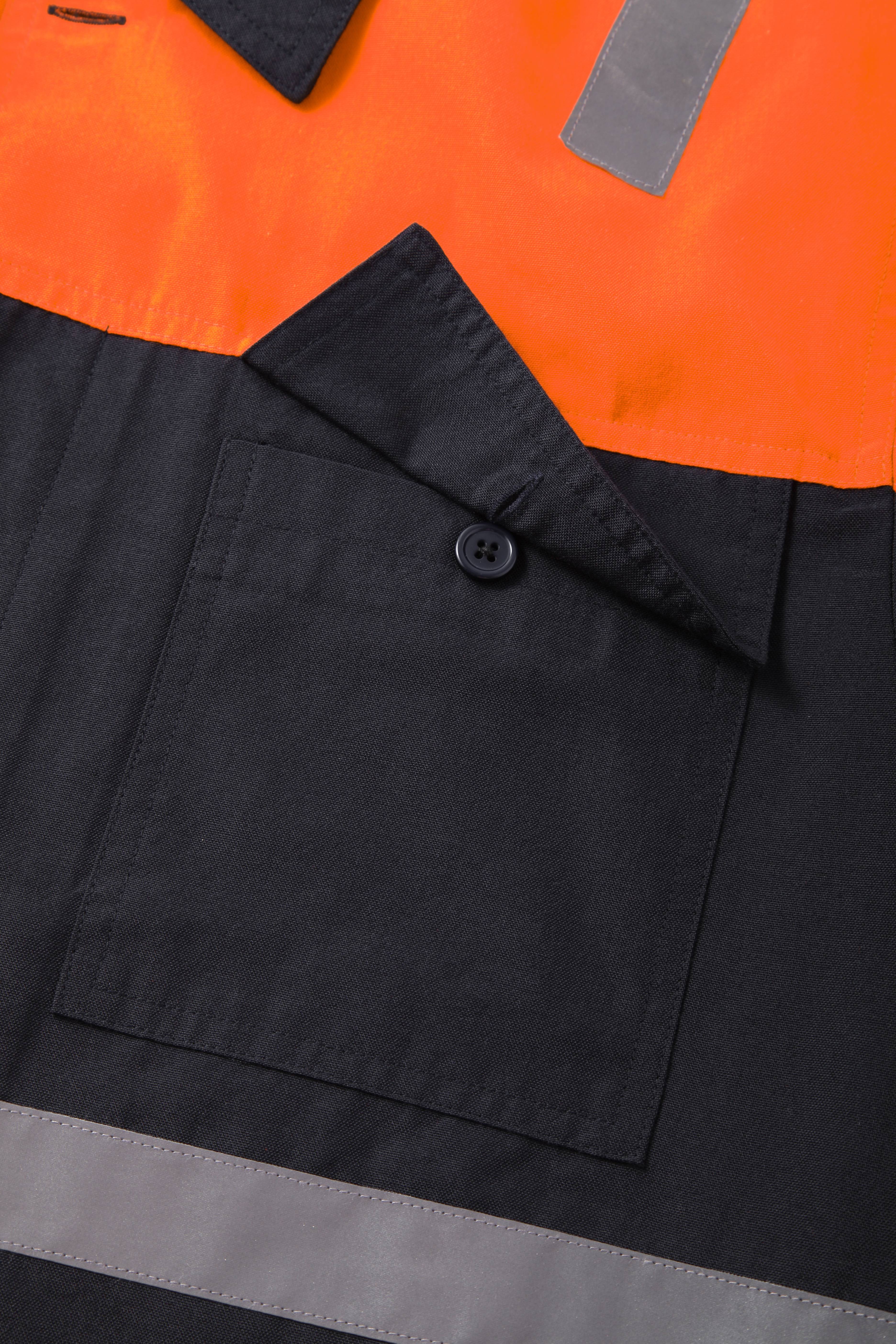 Polyester Construction Mining Uniform Long Sleeve Custom Logo Hi Vis Reflective Safety FR Work Jacket STH5001