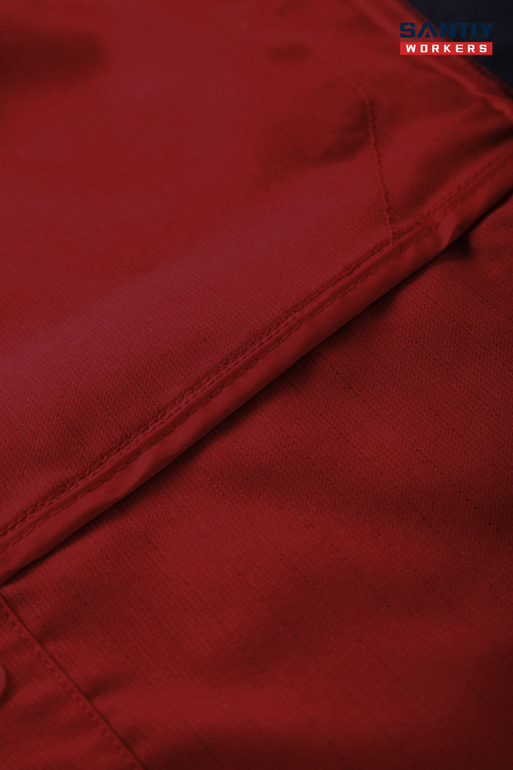 Red and Black Contrast Stand Collar Short-sleeved Work Shirt STS5004