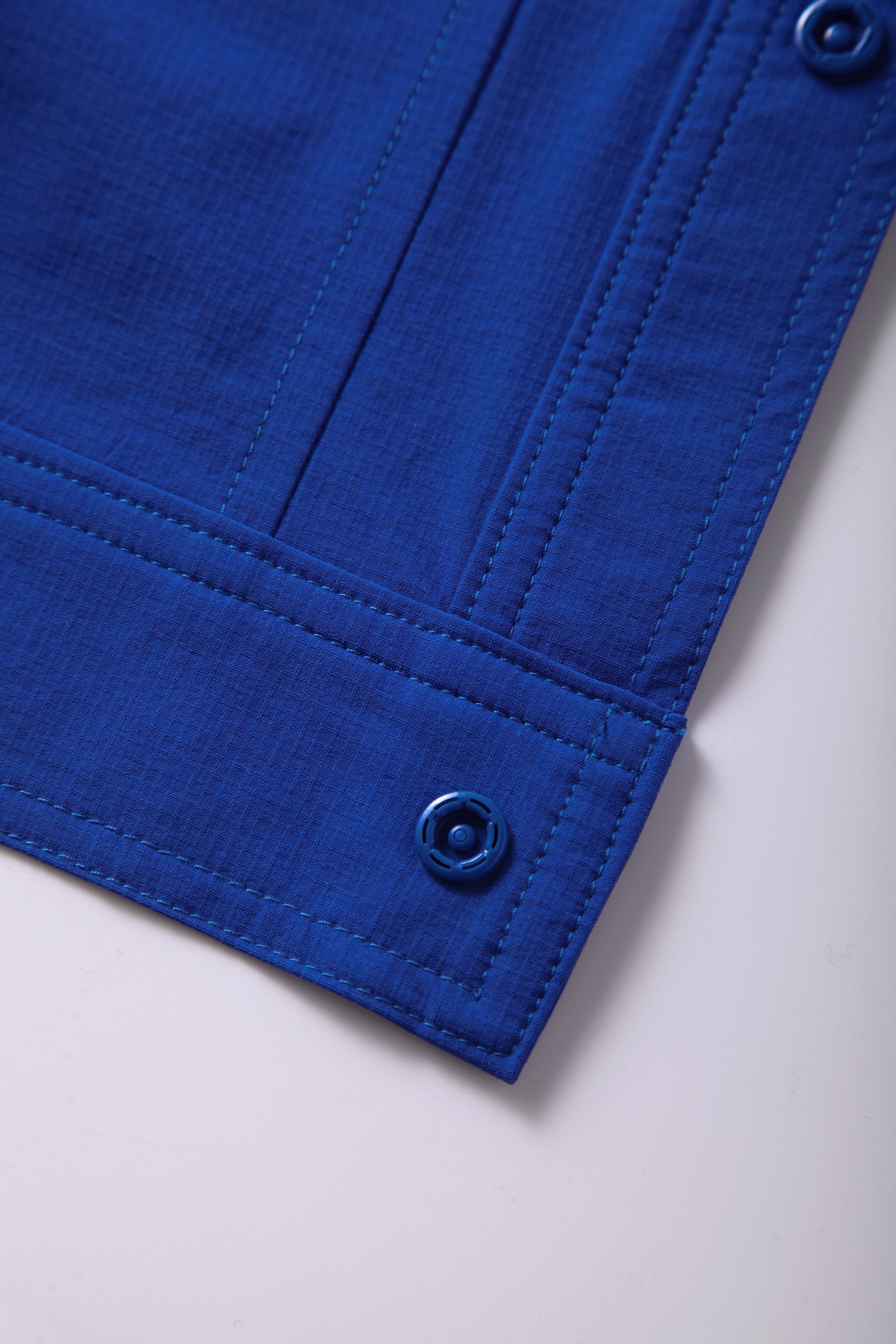 Navy Blue Stand Collar Short Sleeve Work Shirt STS5008