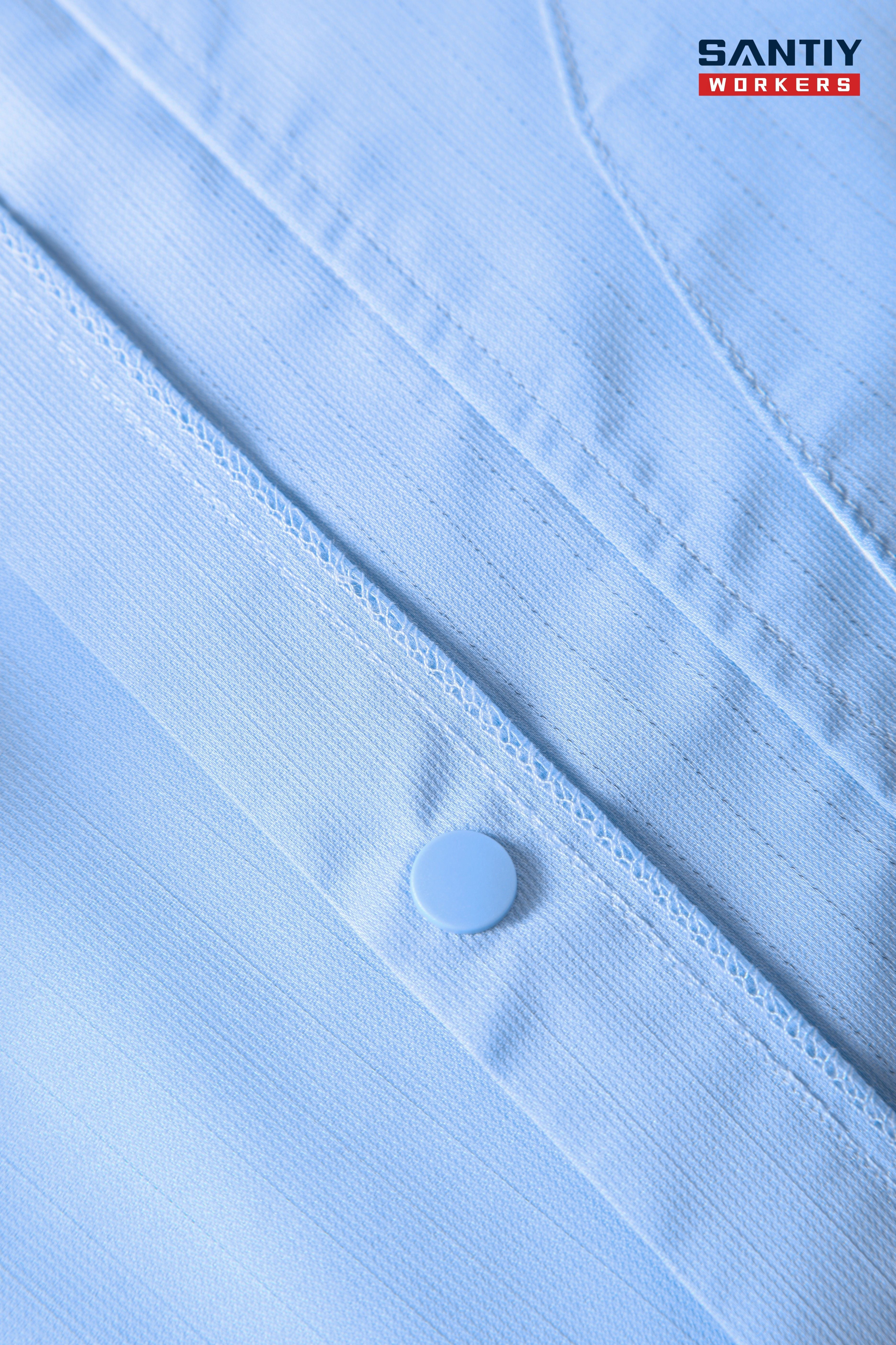 Light Blue sStand-up Ccollar Short-sleeved Work Shirt STS5003