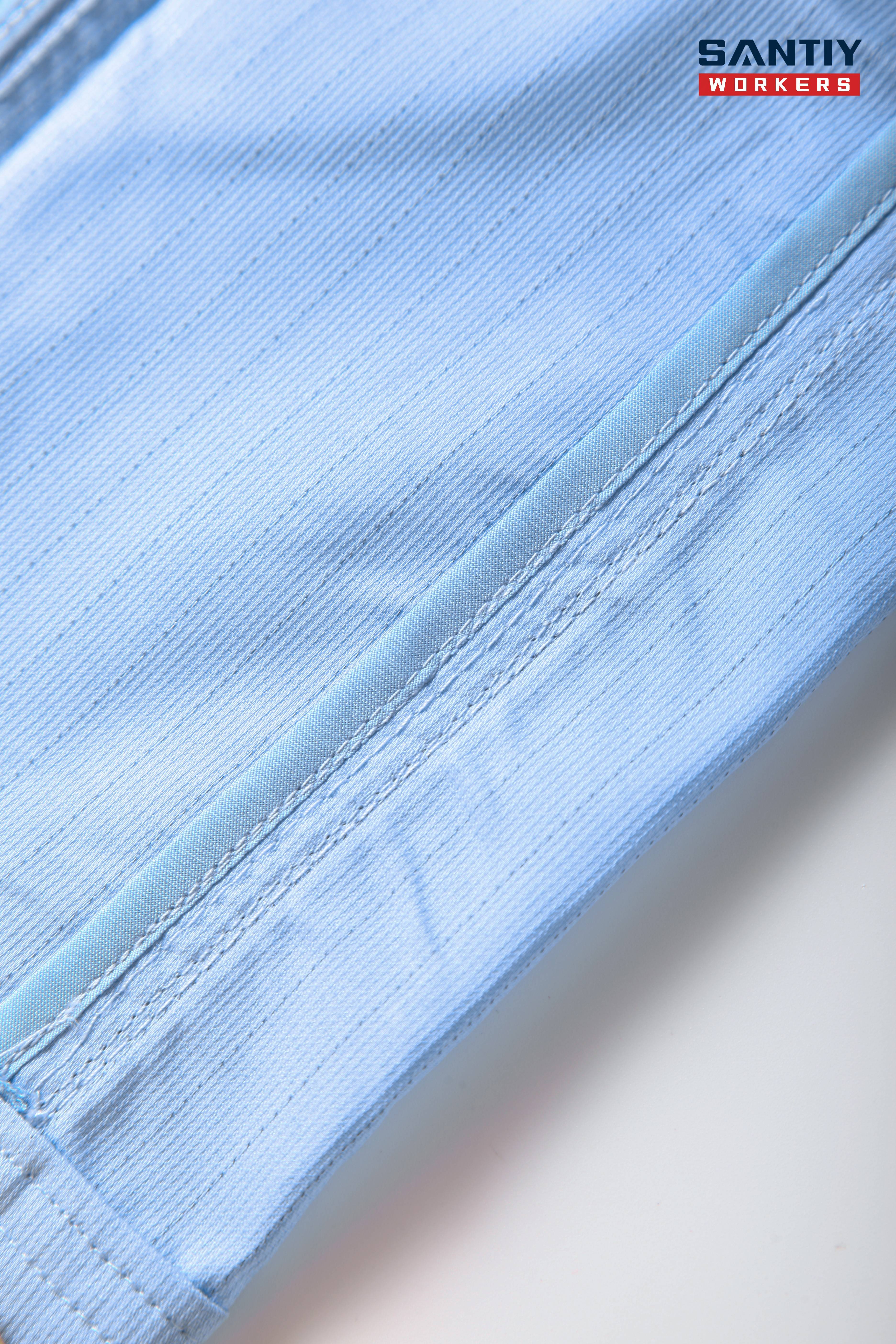 Light Blue sStand-up Ccollar Short-sleeved Work Shirt STS5003