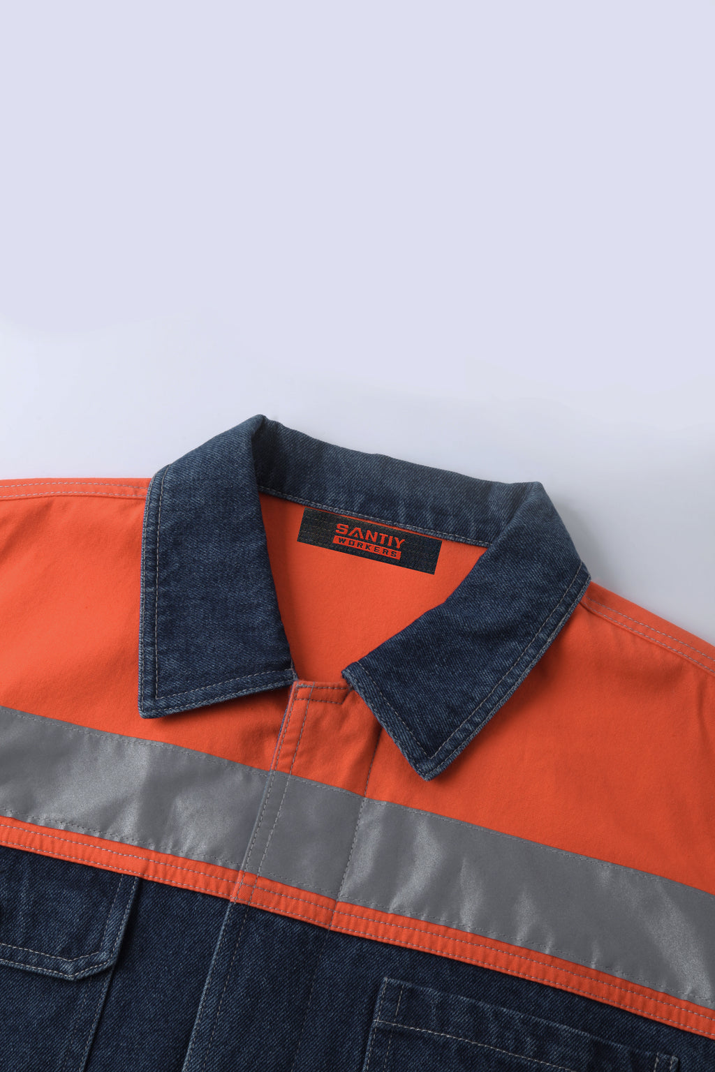Hi Vis Reflective Strips Denim Long Sleeve Industrial Safety Jacket STJ5002
