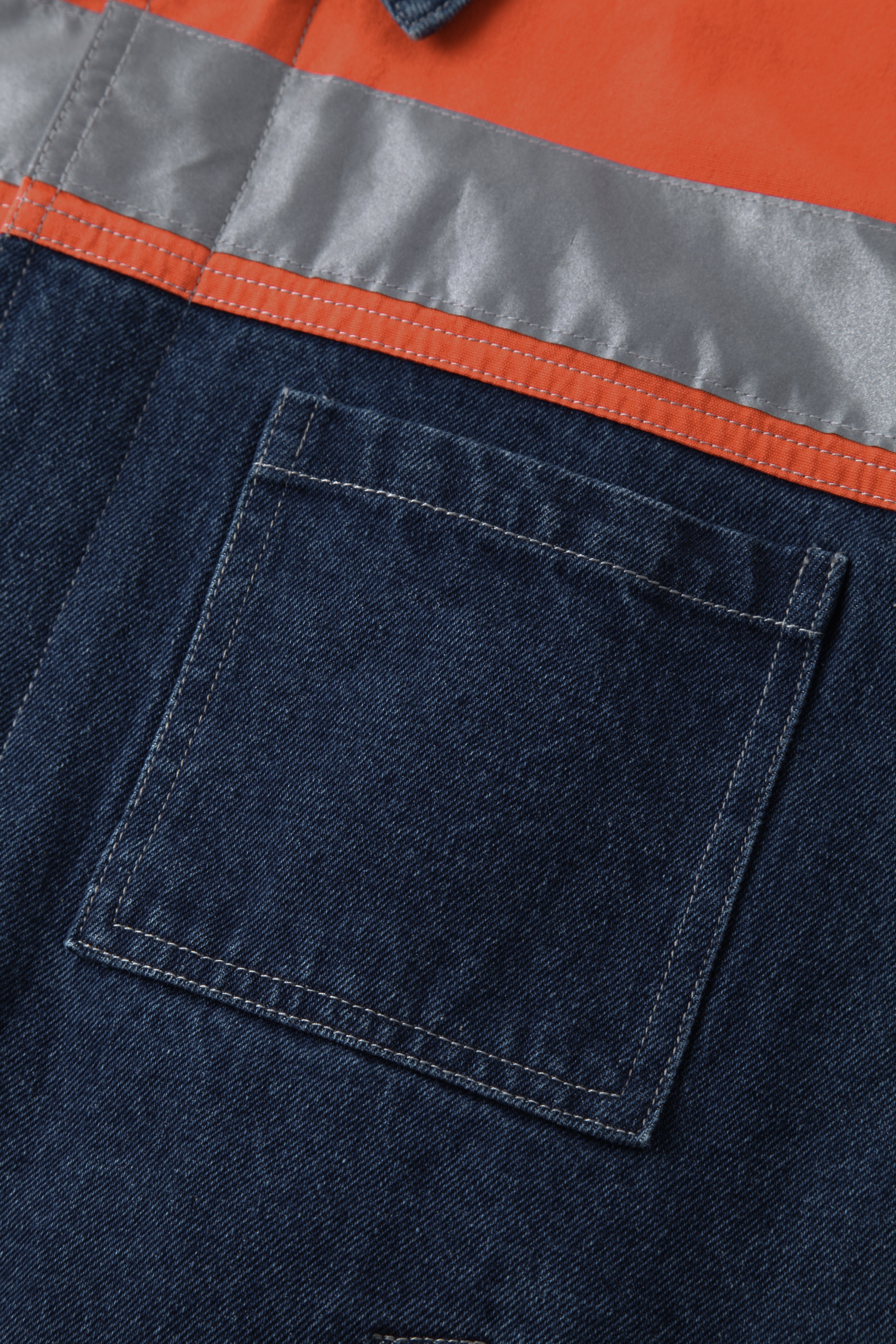 Hi Vis Reflective Strips Denim Long Sleeve Industrial Safety Jacket STJ5002