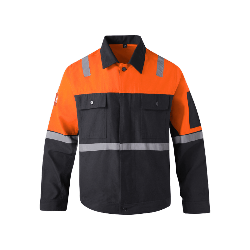 Polyester Construction Mining Uniform Long Sleeve Custom Logo Hi Vis Reflective Safety FR Work Jacket STH5001