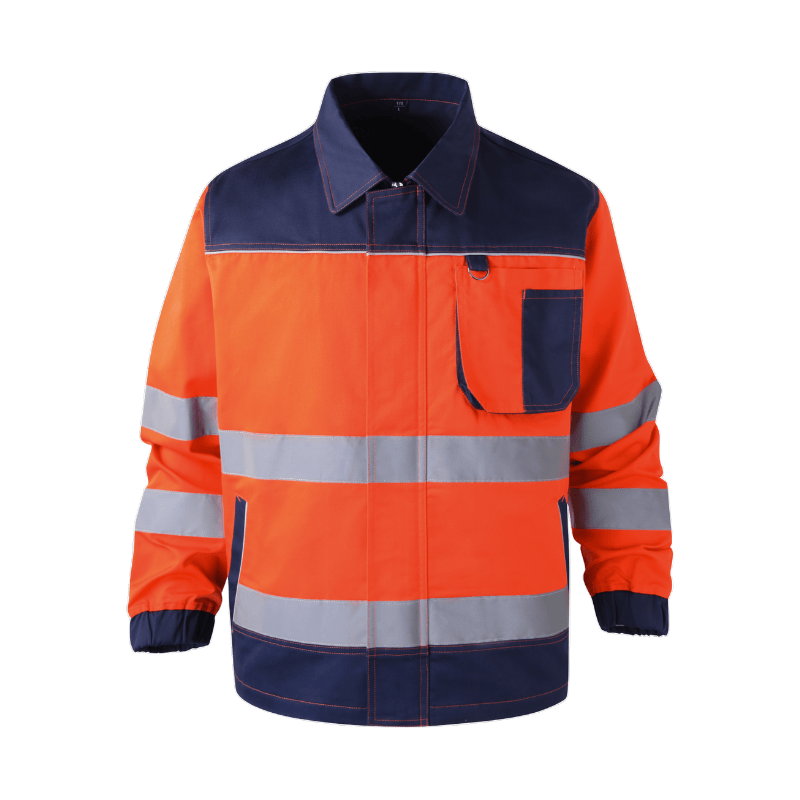 Polyester Construction Mining Uniform Long Sleeve Custom Logo Hi Vis Reflective Safety FR Work Jacket STJ5001