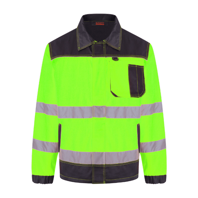 Polyester Construction Mining Uniform Long Sleeve Custom Logo Hi Vis Reflective Safety FR Work Jacket STJ5001