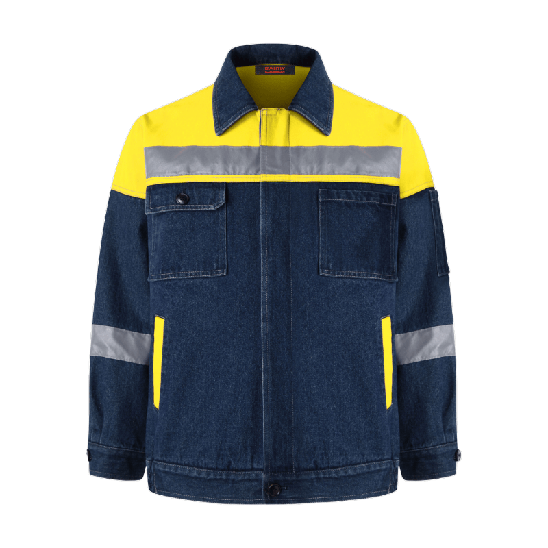Hi Vis Reflective Strips Denim Long Sleeve Industrial Safety Jacket STJ5002
