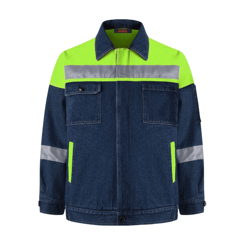 Hi Vis Reflective Strips Denim Long Sleeve Industrial Safety Jacket STJ5002