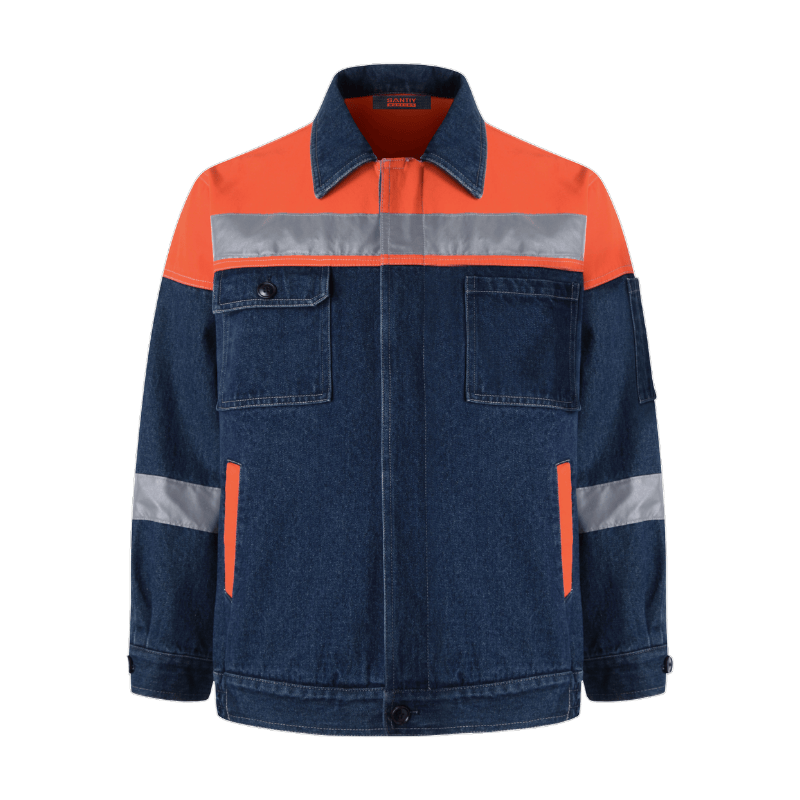 Hi Vis Reflective Strips Denim Long Sleeve Industrial Safety Jacket STJ5002