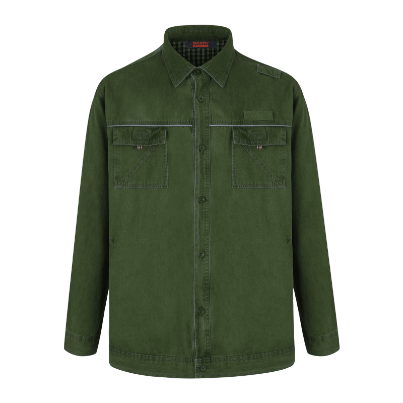 Plus Size Men's Casual Work Jacket with Long Sleeves Summer T/C Material STJ5006