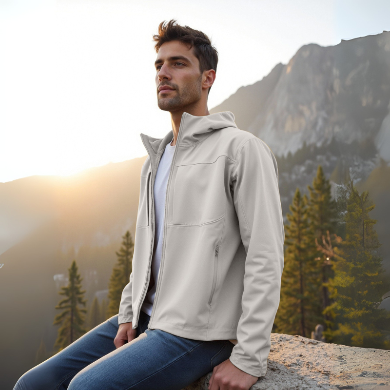 Plus Size Windbreaker Jacket Water-Resistant Breathable Multi-Pocket Shoftshell Jacket STJY2508