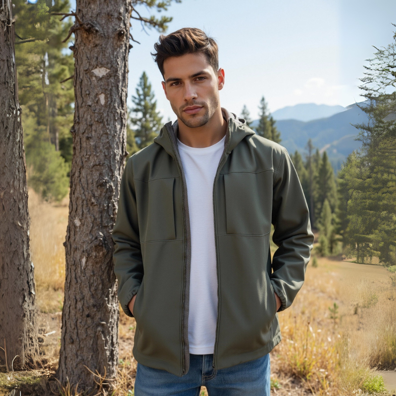 Plus Size Windbreaker Jacket Water-Resistant Breathable Multi-Pocket Shoftshell Jacket STJY2508