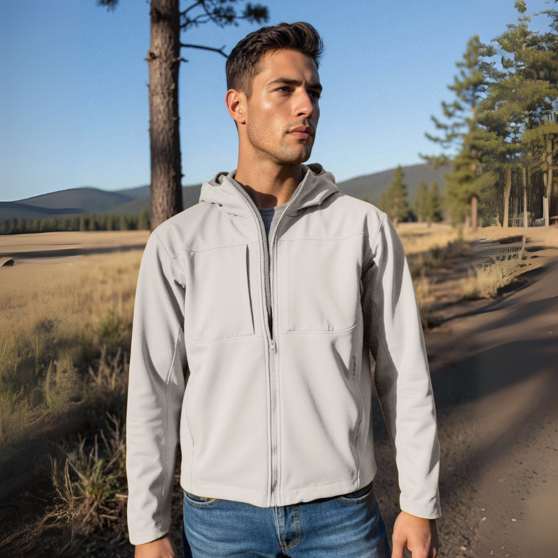 Plus Size Windbreaker Jacket Water-Resistant Breathable Multi-Pocket Shoftshell Jacket STJY2508