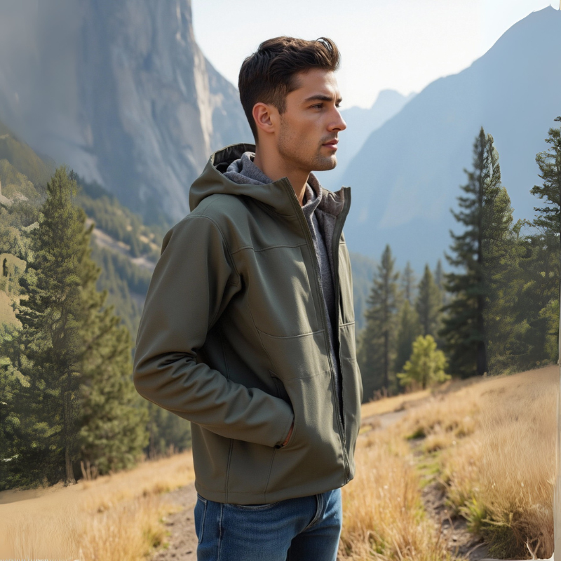 Plus Size Windbreaker Jacket Water-Resistant Breathable Multi-Pocket Shoftshell Jacket STJY2508