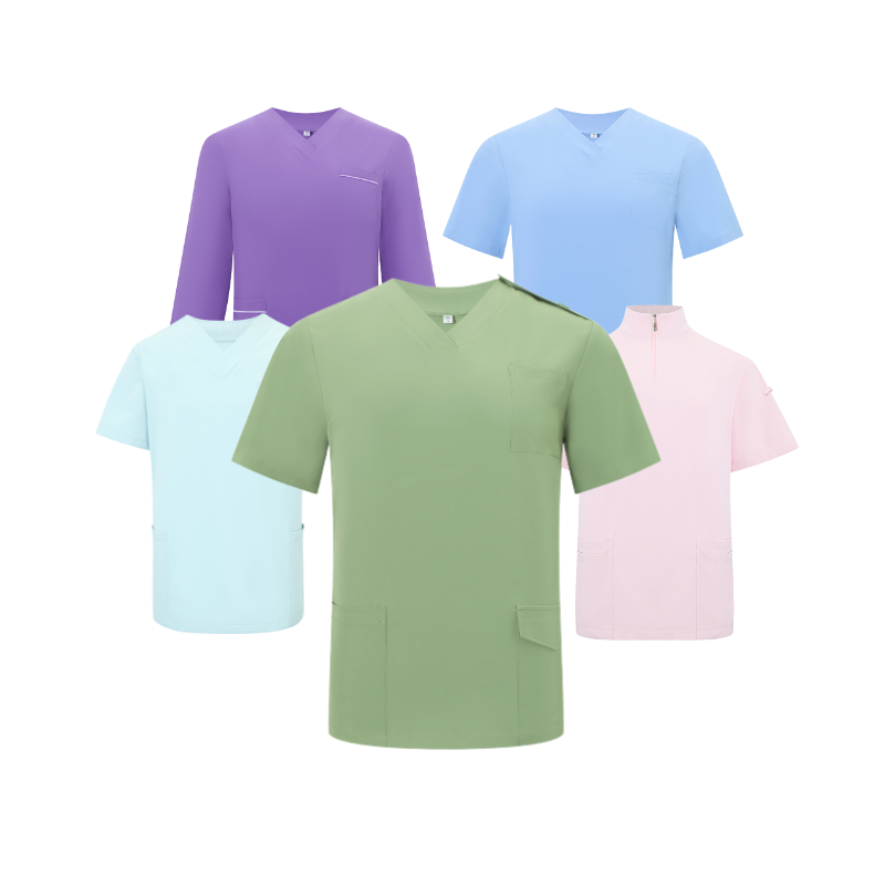 V-neck Light Green Multi-color Customizable Nurse Uniform Suit STM5002