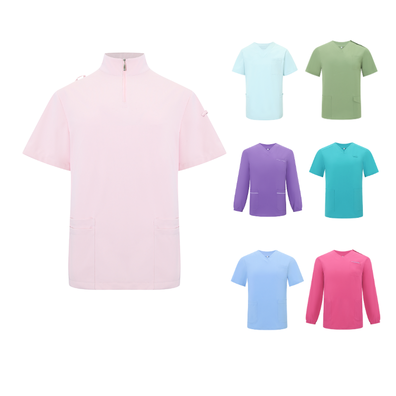 Wholesale Pink Stand Collar Multi-color Customizable Nurse Uniform Suit STM5003