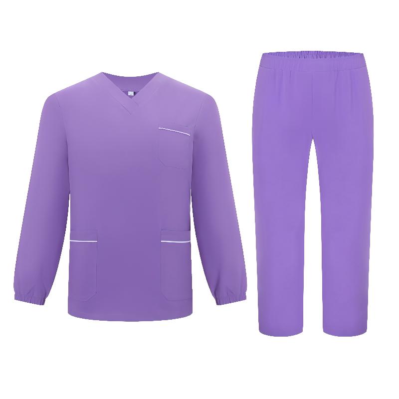 Purple Long Sleeves Hospital Nurse Apparel STM5004
