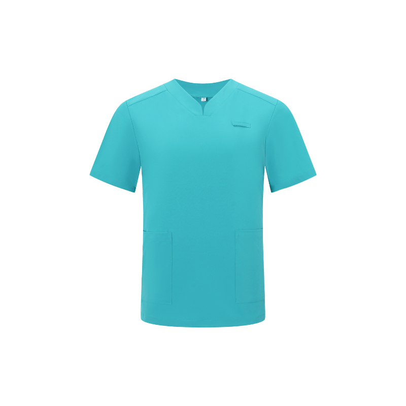 Cyan V-neck Breathable Nurse Uniforms STM5005
