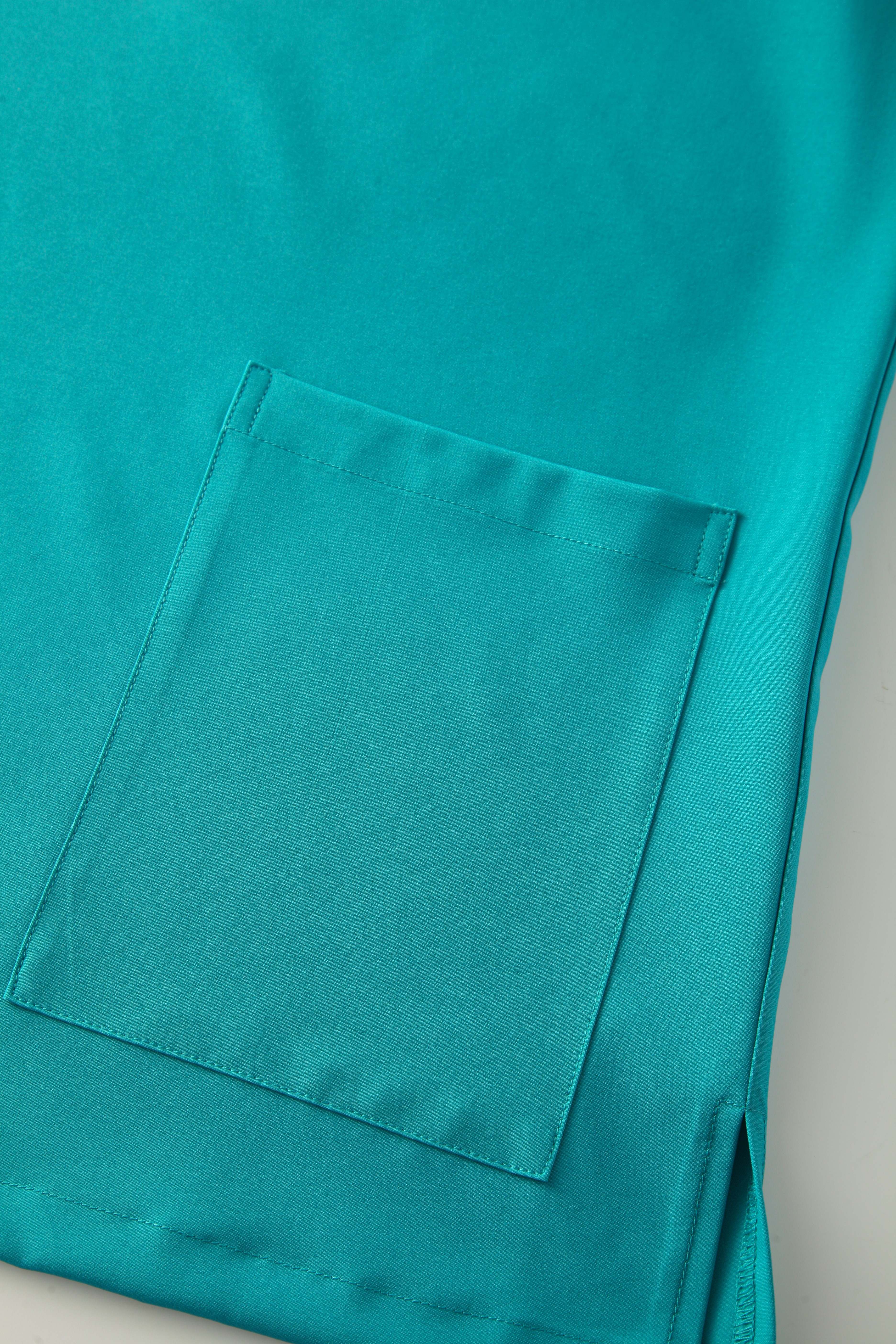 Cyan V-neck Breathable Nurse Uniforms STM5005