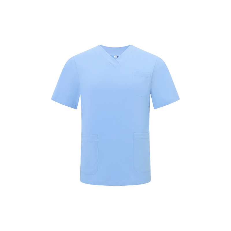 Light Blue Short Sleeves V-neck Healthcare Nurse Uniforms STM5006