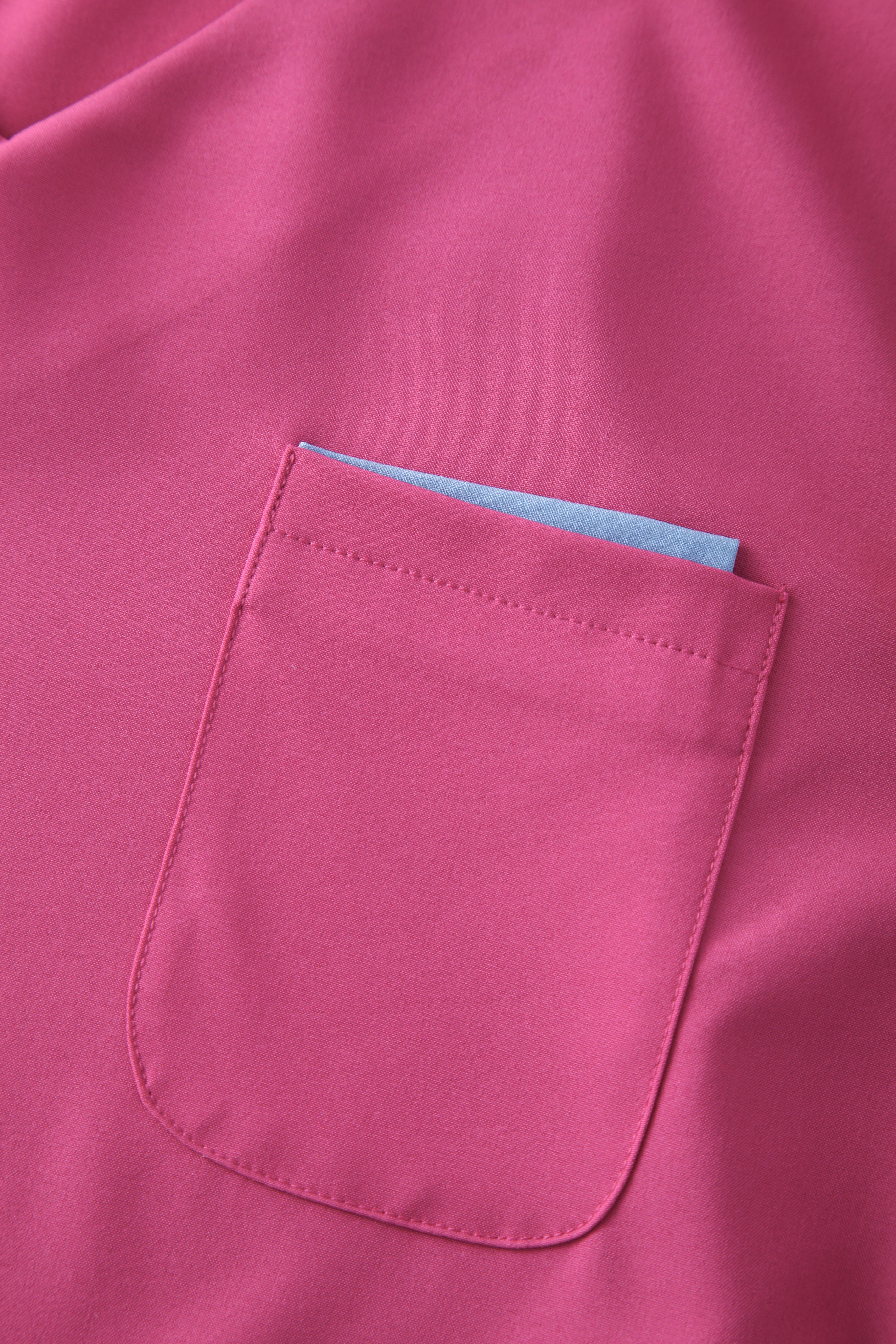 Long Sleeves V-neck Peach Pink Custom Nurse Uniforms STM5007