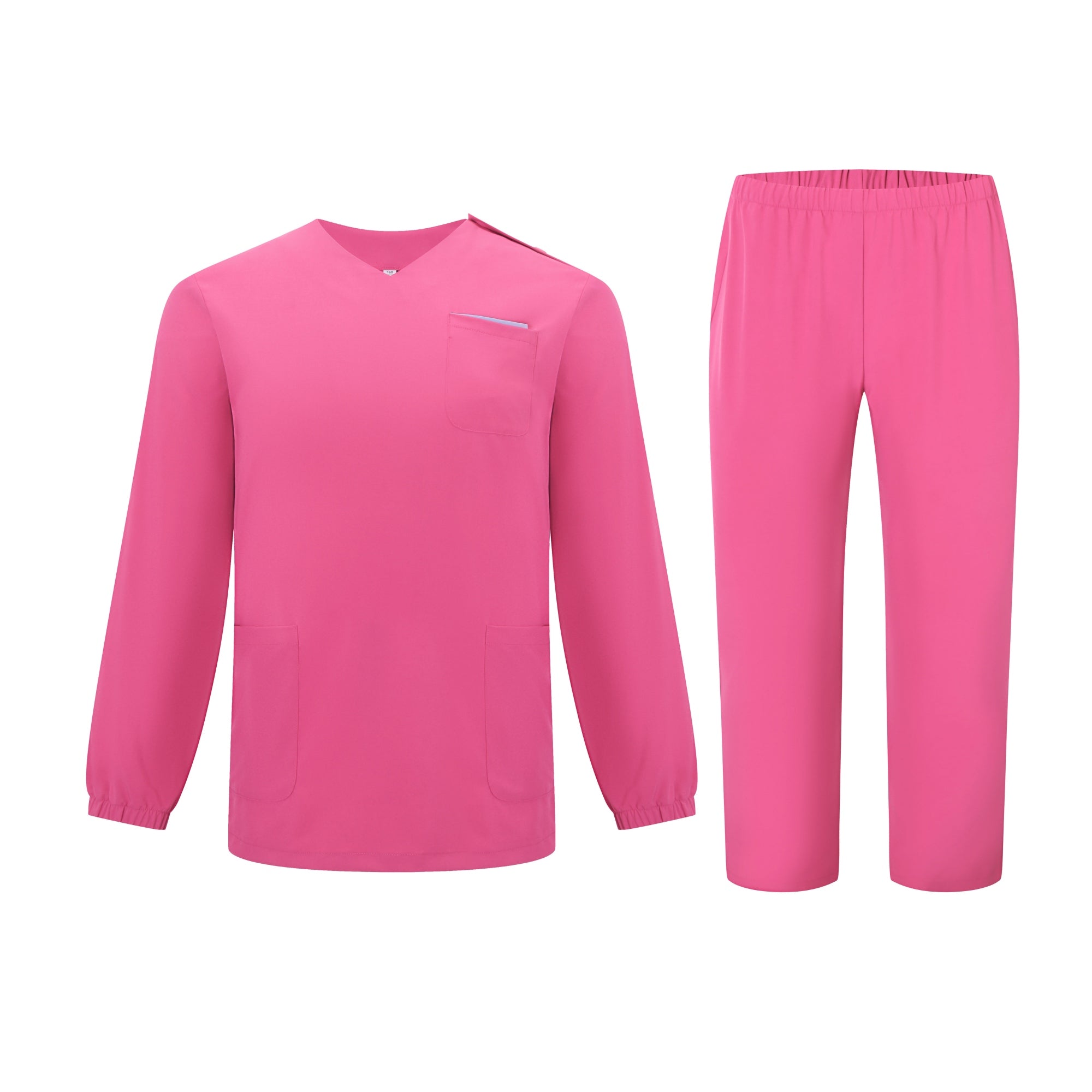 Long Sleeves V-neck Peach Pink Custom Nurse Uniforms STM5007