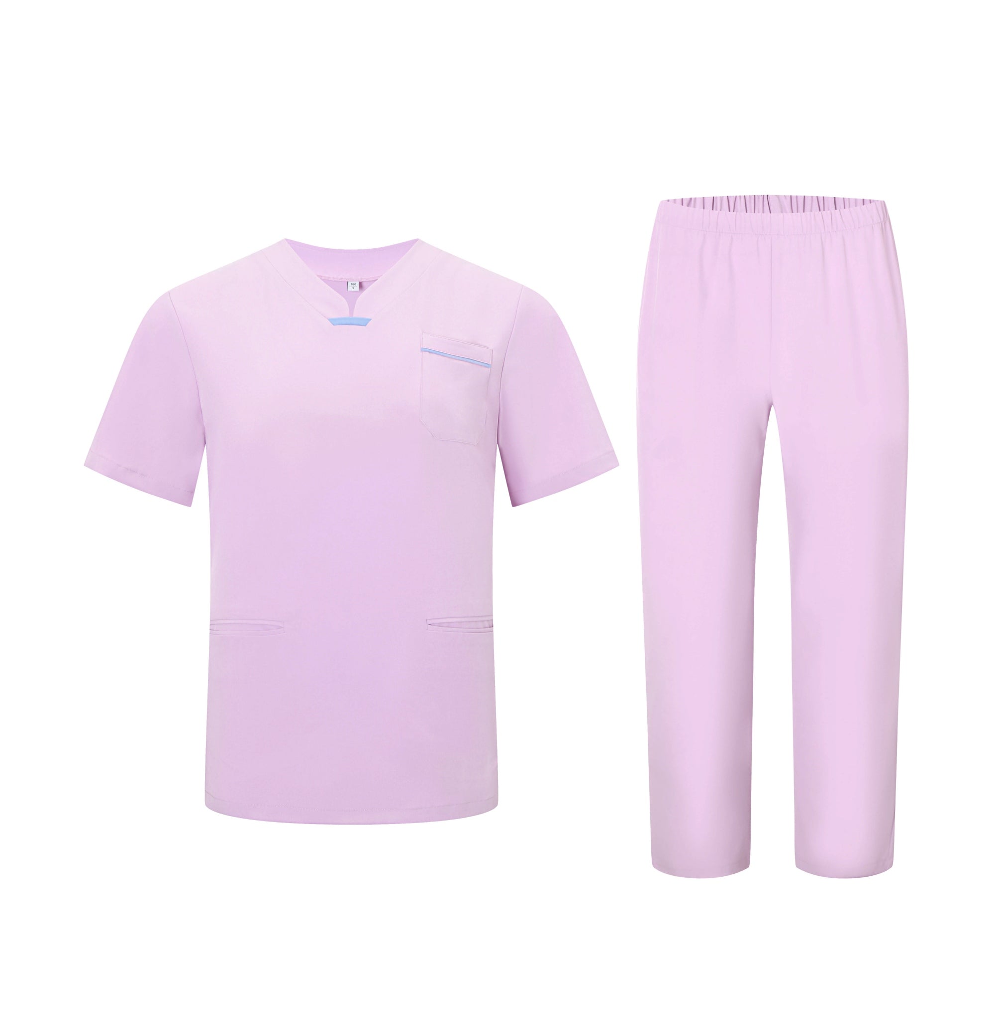 Pink Short Sleeves V-neck Breathable Nurse Uniforms STM5010