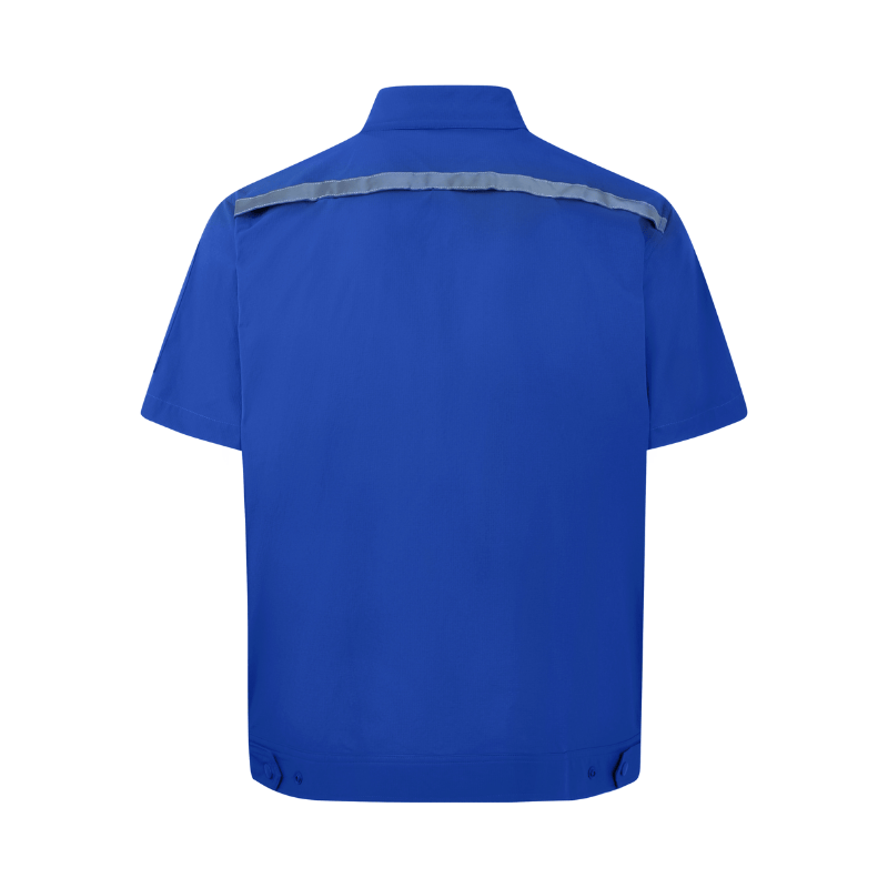 Navy Blue Stand Collar Short Sleeve Work Shirt STS5008